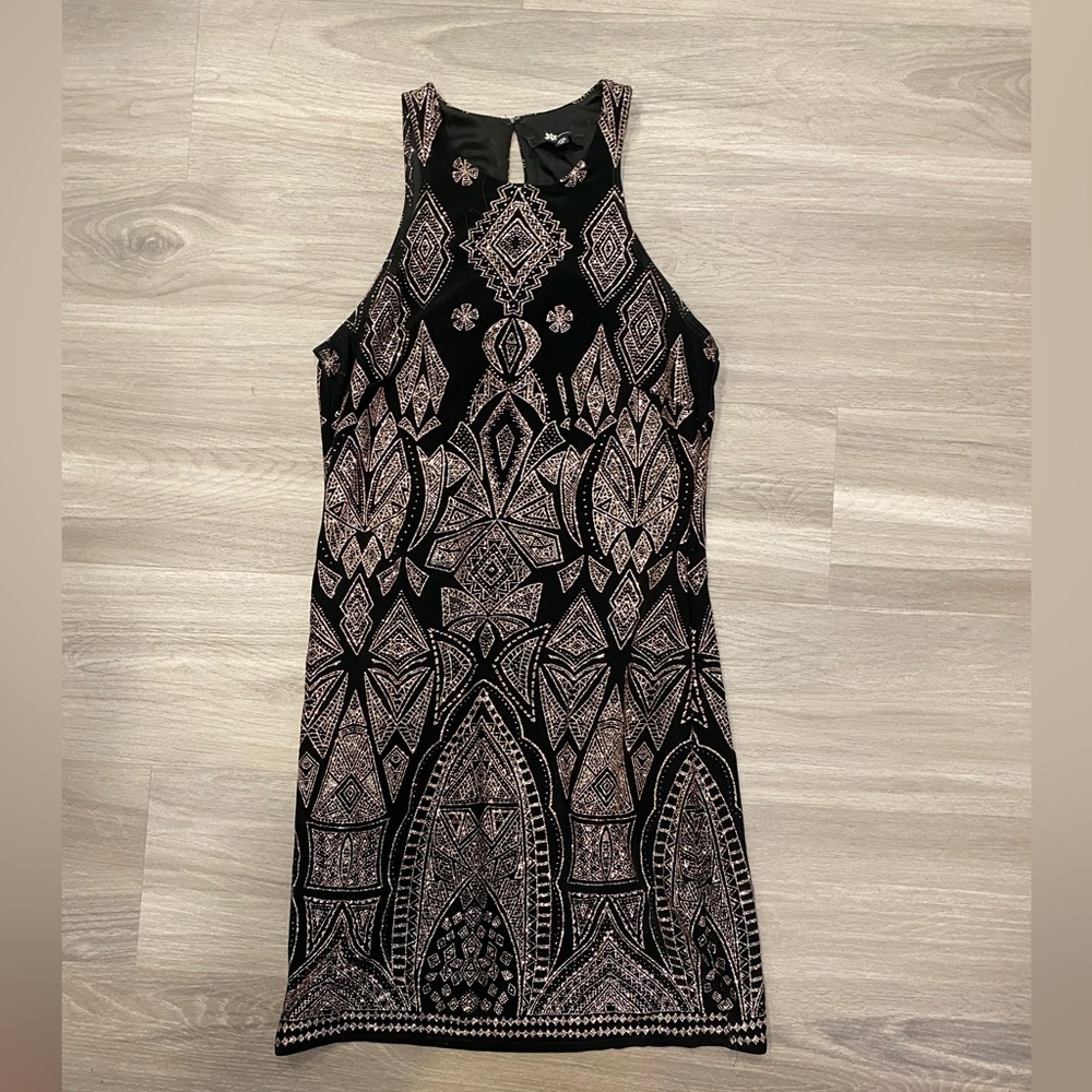 Black Dress with Gold Detail